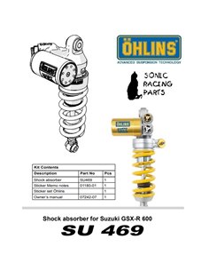 SU 469 AMORTIGUADOR POSTERIOR OHLINS SUZUKI GSX-R 600 - 2011 2016